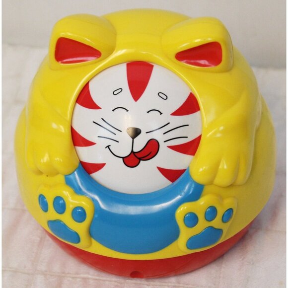 1996 Shelcore Roll Around Ball Kitty Cat Rattle 4 Faces Baby Toddler Push Unisex - Picture 1 of 6